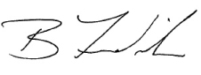 President Byron Fediuk's signature