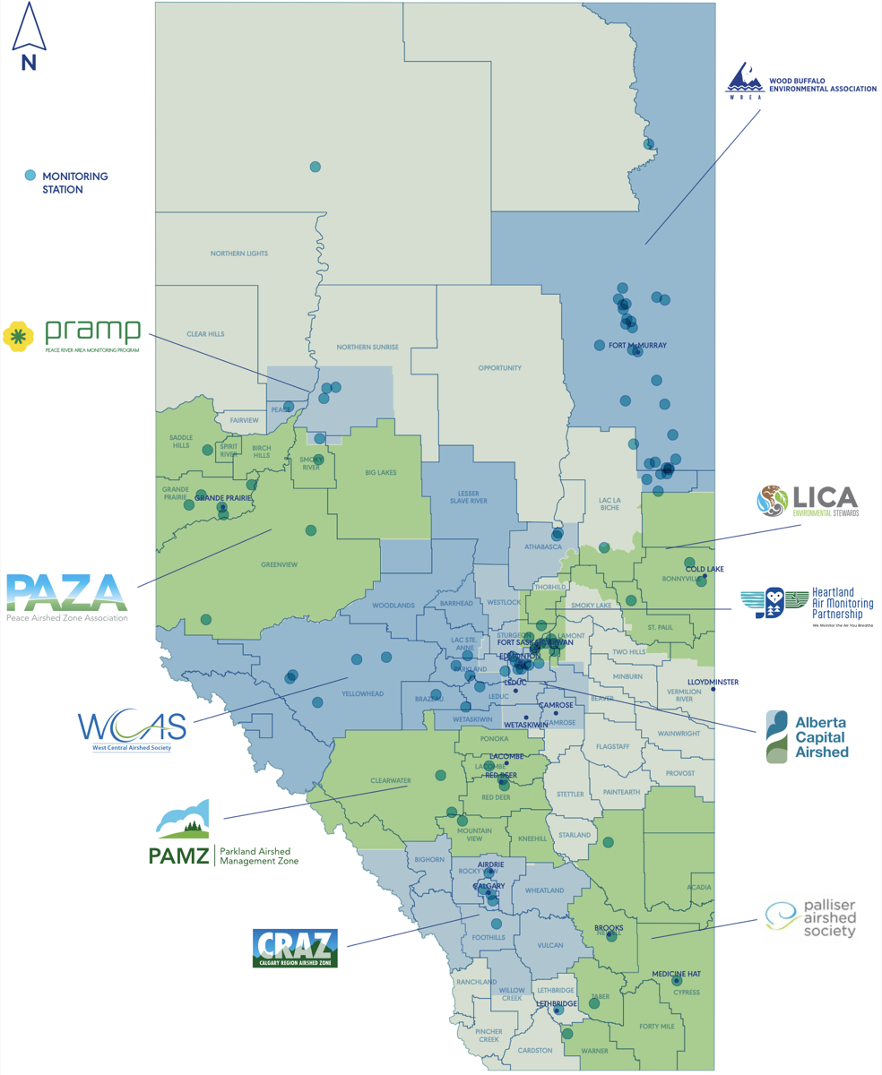 Alberta Airsheds Council map
